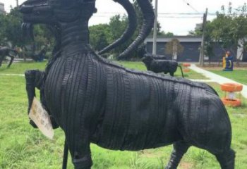 宣城輪胎山羊雕塑供應，公園雕塑，鑄銅輪胎羊雕塑供求