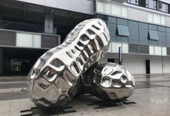 長樂花生雕塑制造，白鋼構(gòu)件，不銹鋼花生雕塑提供