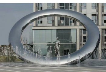 鼓樓小區圓環雕塑，水簾噴泉雕塑，水景藝術效果