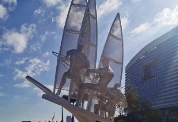 街道帆船雕塑，鍛造景觀雕塑，古銅效果