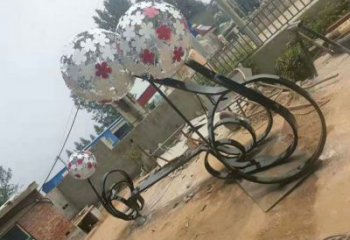 珠海大型蒲公英坐凳雕塑，現(xiàn)代元素設計，不銹鋼坐凳雕塑