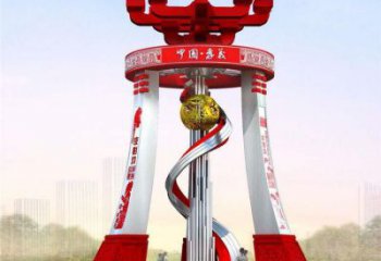 中山城市精神堡壘雕塑，地標文明建筑不銹鋼雕塑