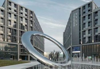 潮州水簾圓環雕塑，直噴式旱地水景噴泉雕塑