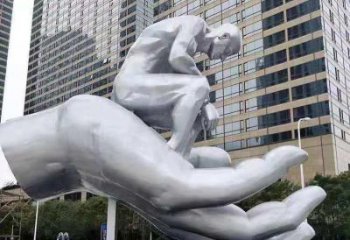 河源沉思者雕塑，景觀雕塑，手托人物雕塑廠家提供