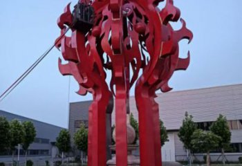 文昌火球雕塑，精神堡壘火球雕塑落地展示