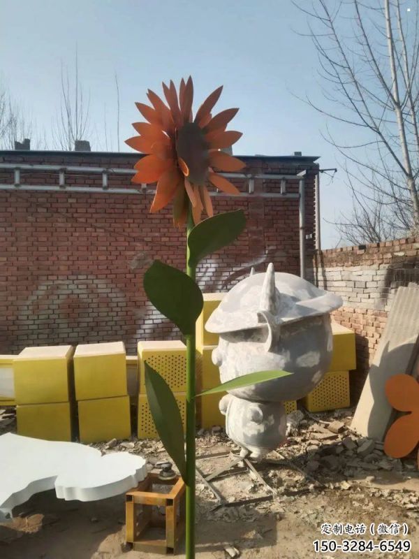 大興安嶺太陽花雕塑工程，美陳雕塑，玻璃鋼太陽花雕塑廠家