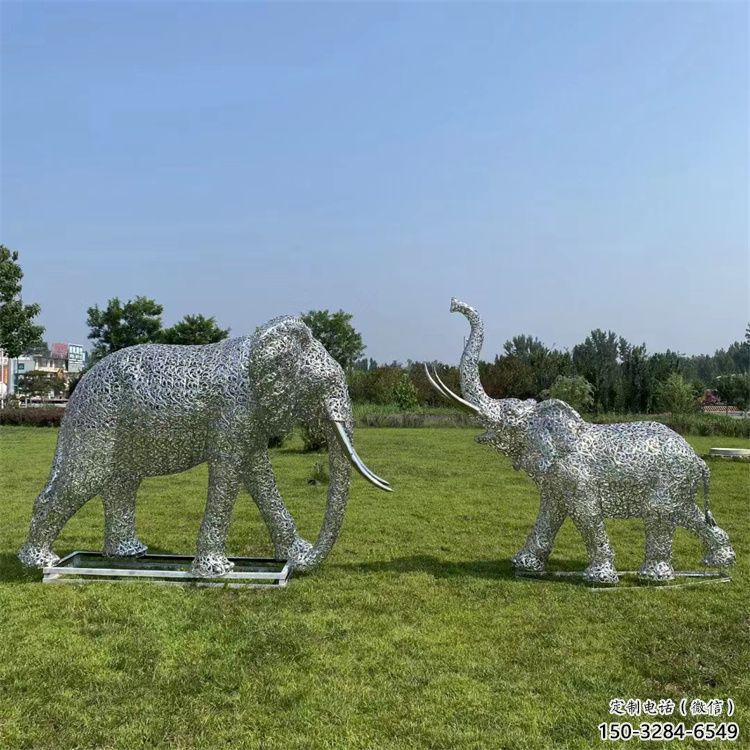 大慶鏤空大象雕塑制造商，動物擺件，透雕大象雕塑定制