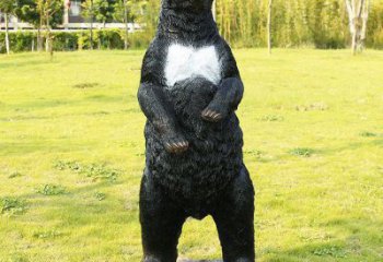 七臺河街道黑熊雕塑，仿真動物雕塑，古銅效果