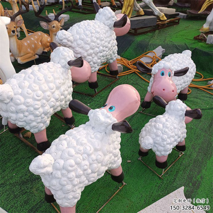 十堰小區小羊雕塑，彩繪動物雕塑，抽象效果