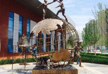 齊齊哈爾地球儀雕塑選定，拉絲工藝，地球儀人物雕塑預定