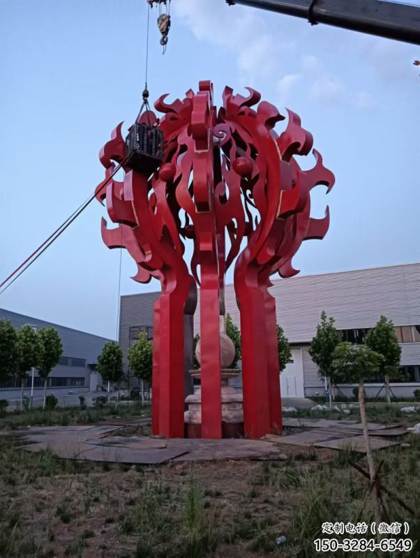湘潭火球雕塑，精神堡壘火球雕塑落地展示