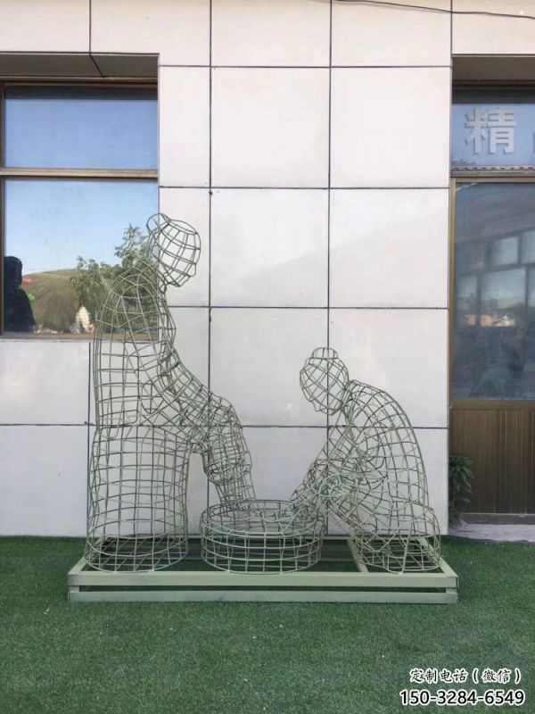 白城鏤空孝道雕塑通用，街景小品，鐵藝洗腳雕塑制造