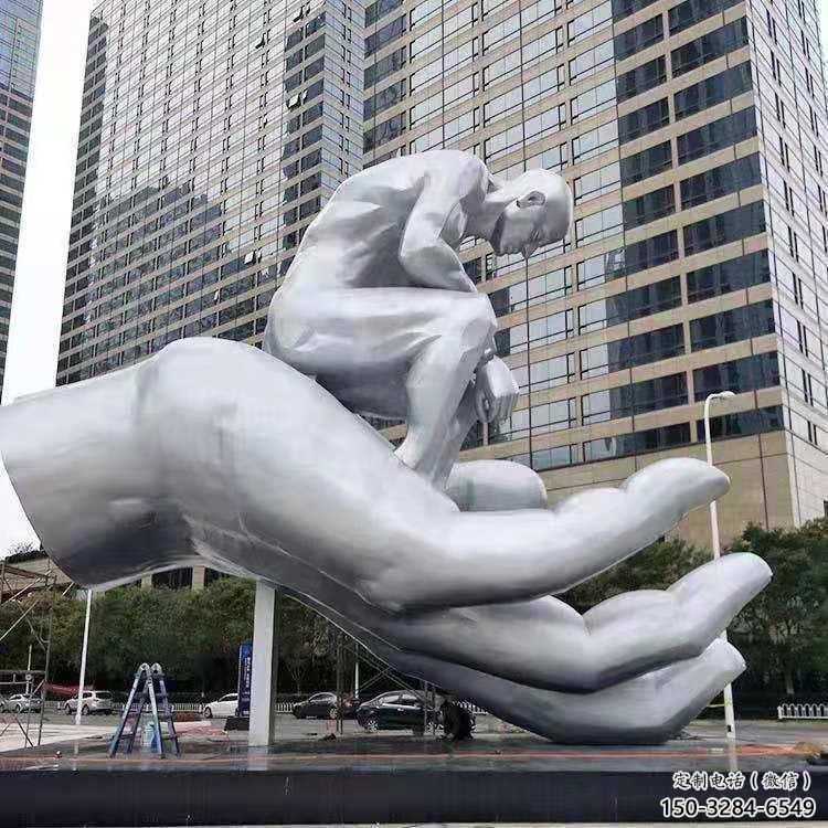 常州沉思者雕塑，景觀(guān)雕塑，手托人物雕塑廠(chǎng)家提供