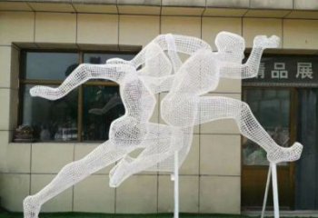 鄂州鏤空跨欄雕塑制造商，透雕雕塑，鐵藝體育人物雕塑供給