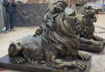 湘潭大型趴獅雕塑，仿銅動物雕塑，玻璃鋼獅子雕塑制作
