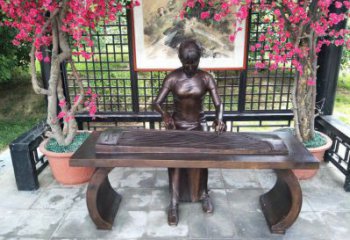 湘潭彈古箏雕塑廠家，景觀概念，民俗人物雕塑通用