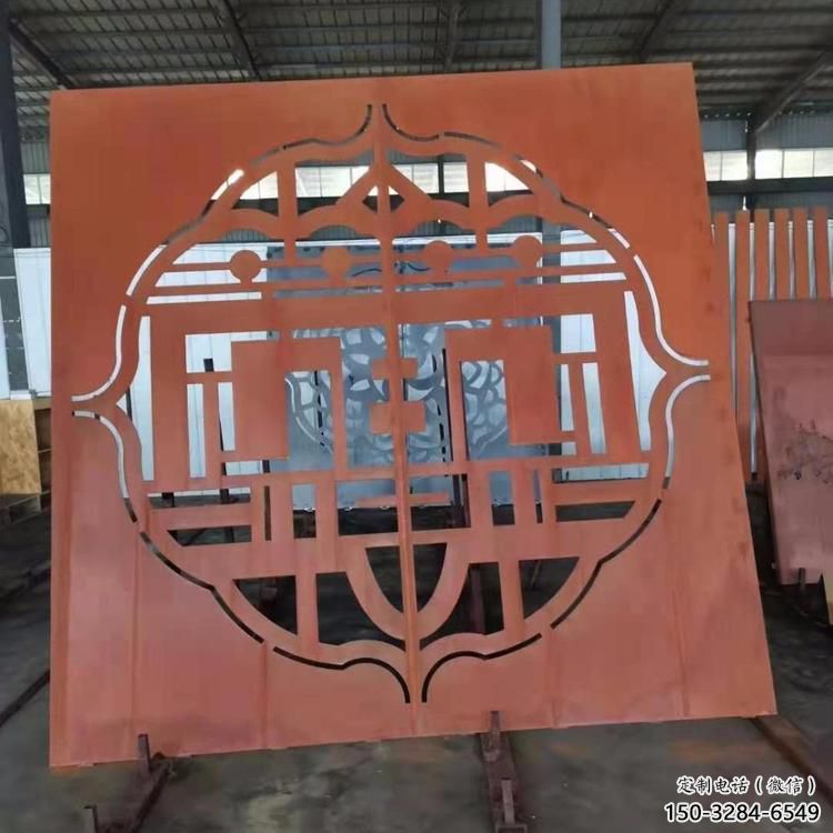 新建鏤空景墻雕塑，耐候鋼鏤空工藝設計