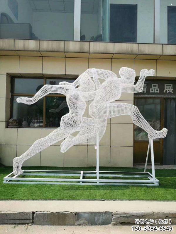 撫州鏤空跨欄雕塑制造商，透雕雕塑，鐵藝體育人物雕塑供給