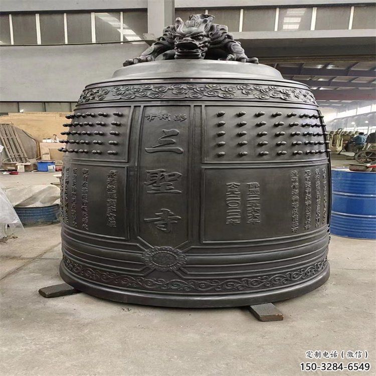 新建三圣寺銅鐘雕塑-鑄銅鐘雕塑-平直形結構