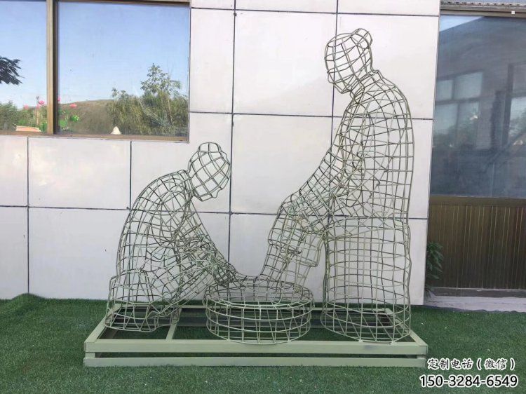 撫順鏤空洗腳雕塑制作，園林裝飾，鐵藝孝道人物雕塑