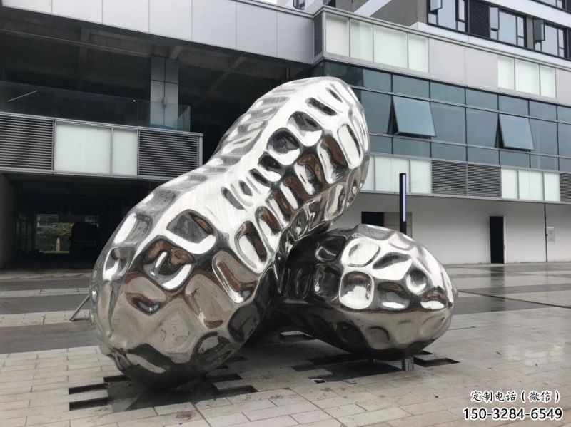 朔州花生雕塑制造，白鋼構件，不銹鋼花生雕塑提供