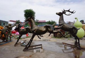 平羅戶外小鹿批發，動物雕塑，梅花鹿銅雕塑供求