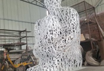 濱州大型鏤空人物雕塑常用，戶外擺放，鐵藝字母人物雕塑展示