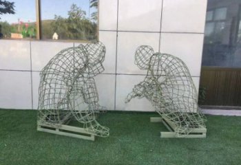 濰坊鏤空下棋雕塑供需，廣場雕塑，鐵藝民俗人物雕塑選用