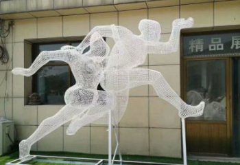 運城鏤空體育雕塑供求，白鋼構件，鐵藝人物雕塑觀賞型