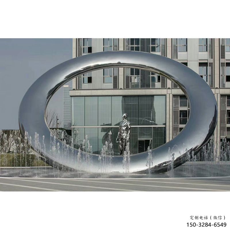 吐魯番小區(qū)圓環(huán)雕塑，水簾噴泉雕塑，水景藝術效果