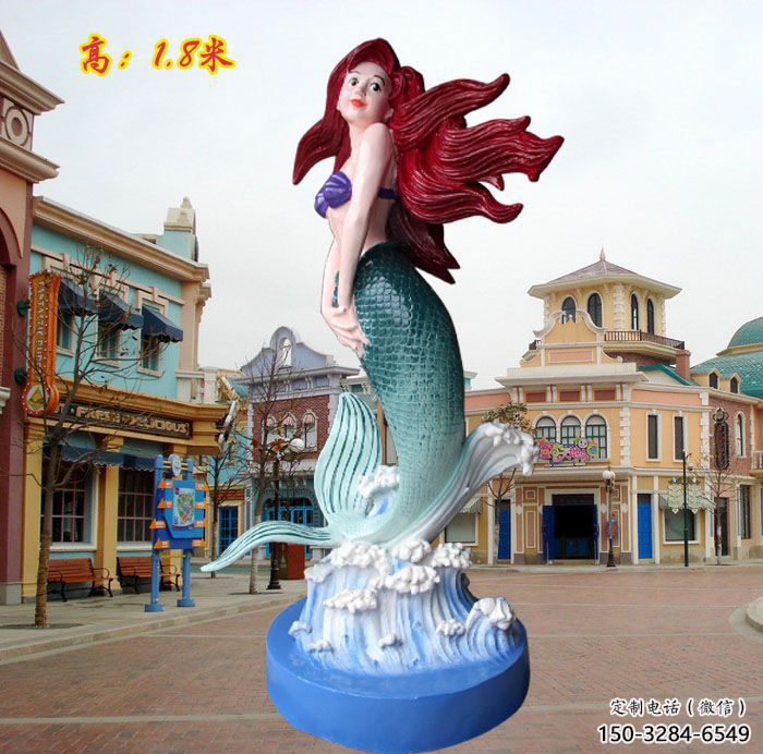 西湖水景美人魚雕塑