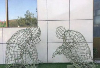 曲水鏤空對弈雕塑標準，廣場雕塑，鐵藝民俗人物雕塑供給