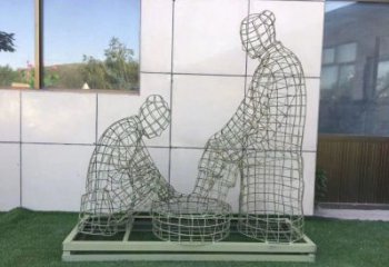 玉溪鏤空洗腳雕塑制作，園林裝飾，鐵藝孝道人物雕塑